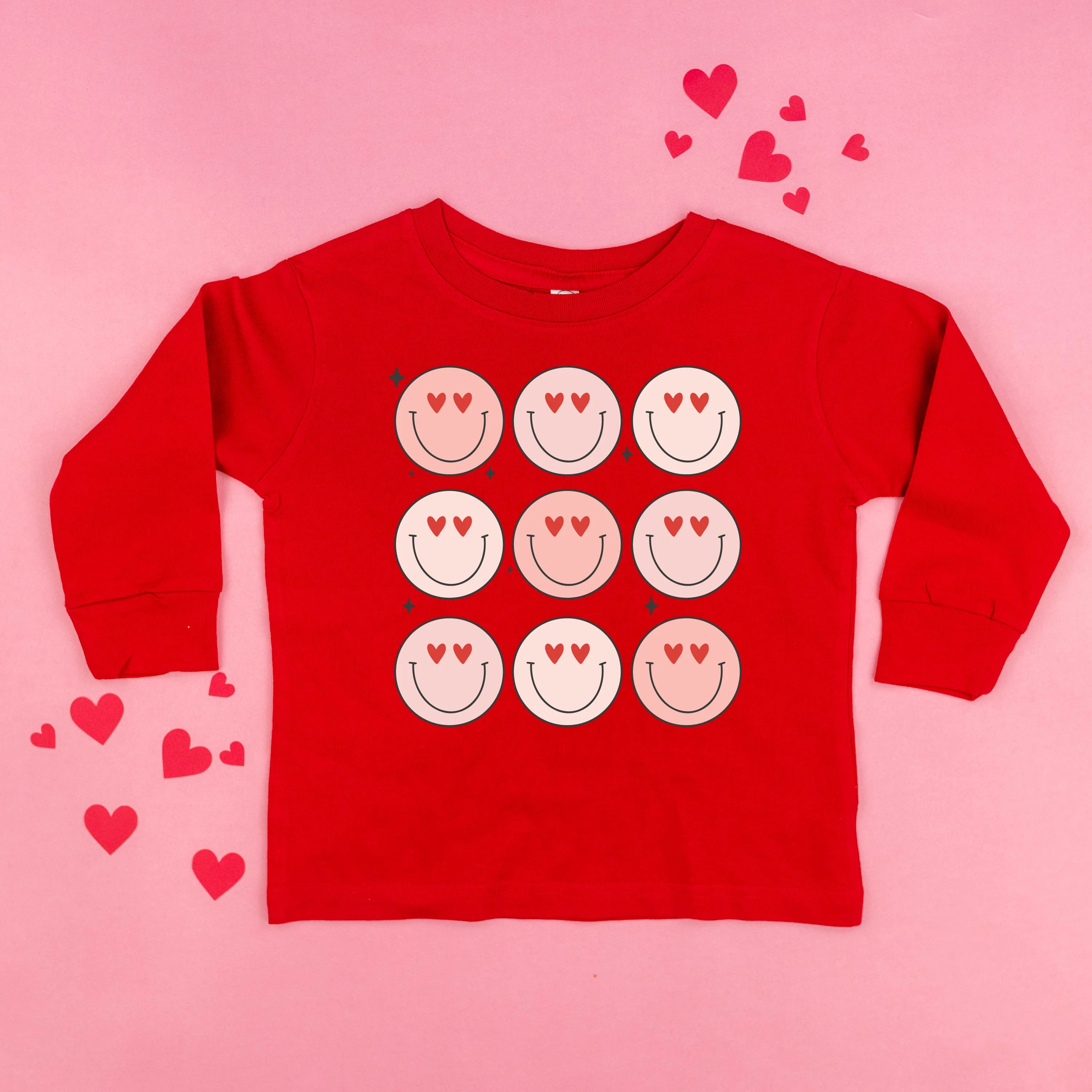 3x3 Heart Eye Smileys - Child Long Sleeve Tee - Image 3