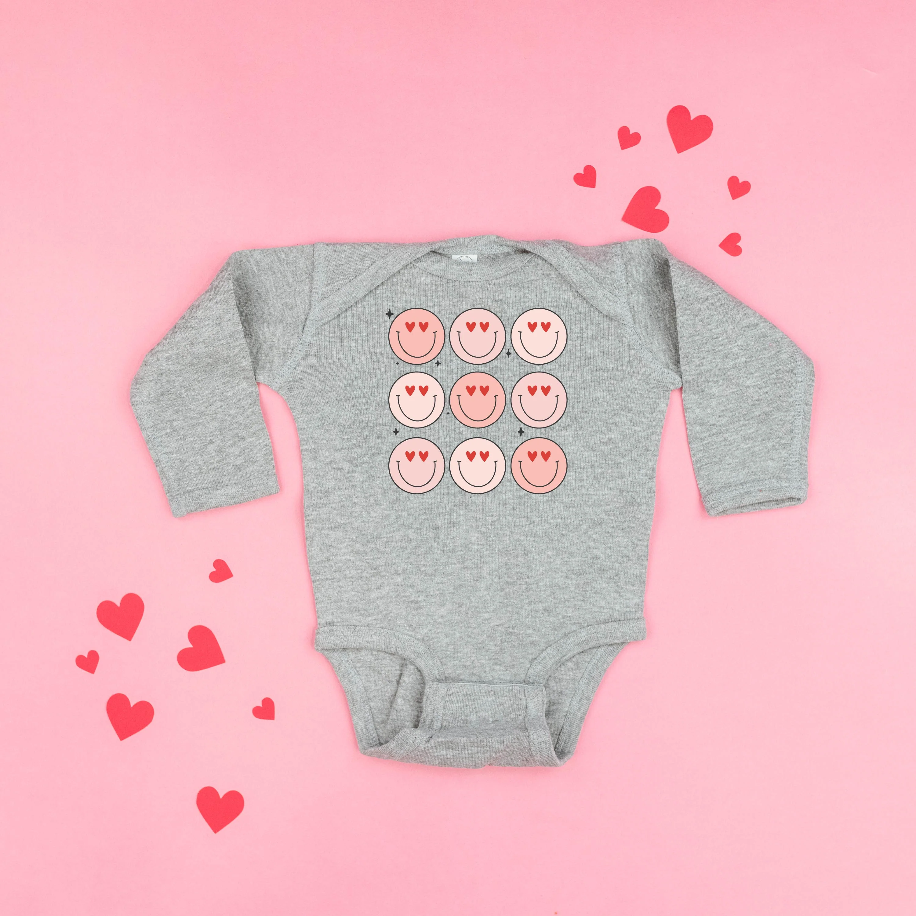 3x3 Heart Eye Smileys - Child Long Sleeve Tee - Image 5