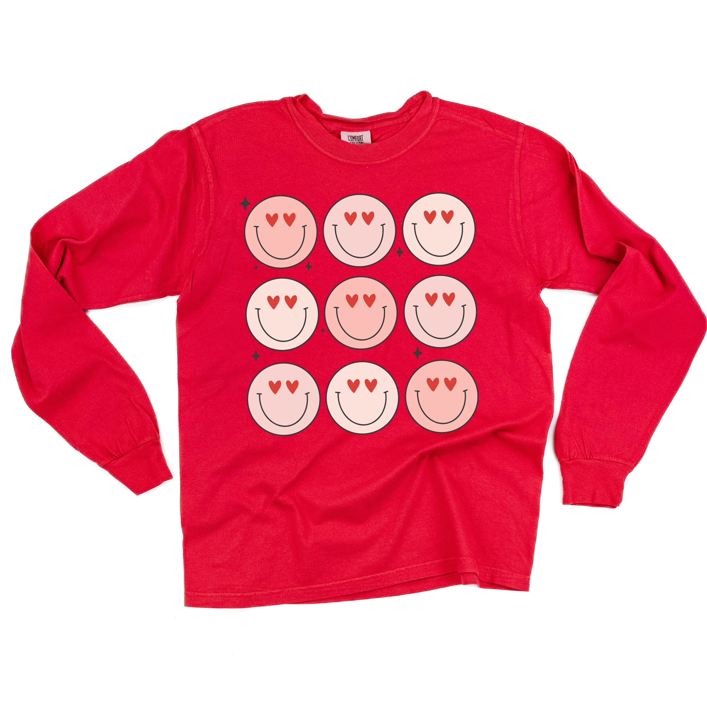 3x3 Heart Eye Smileys - Long Sleeve Comfort Colors Tee - Image 3