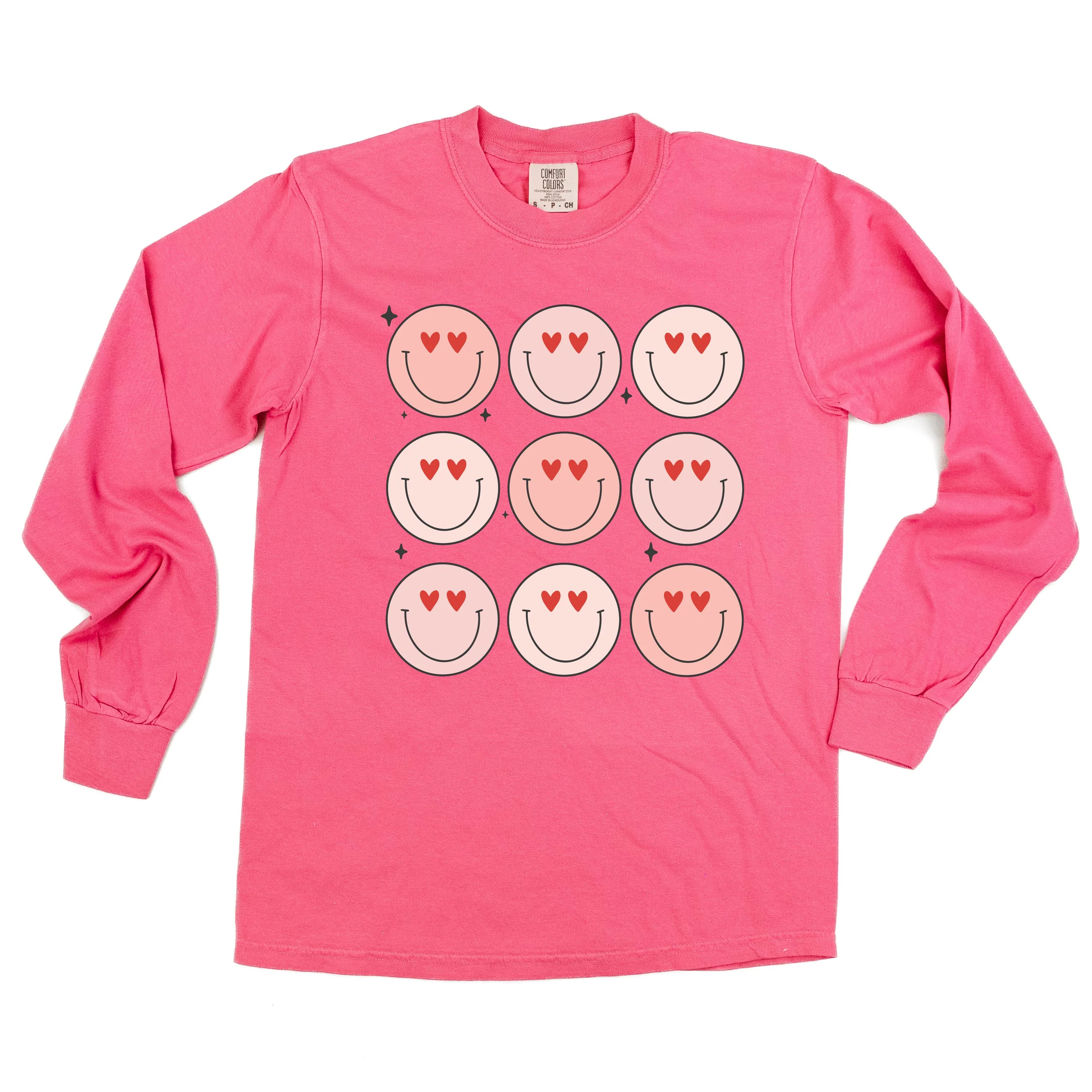 3x3 Heart Eye Smileys - Long Sleeve Comfort Colors Tee - Image 5