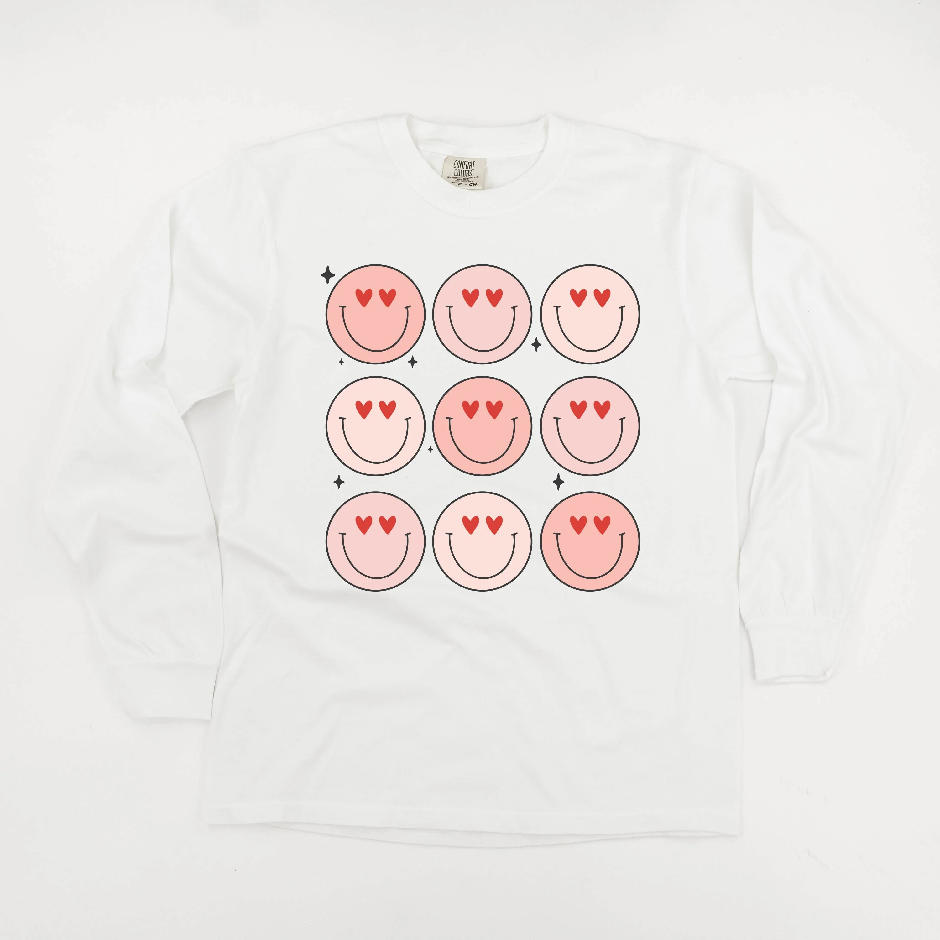 3x3 Heart Eye Smileys - Long Sleeve Comfort Colors Tee - Image 7