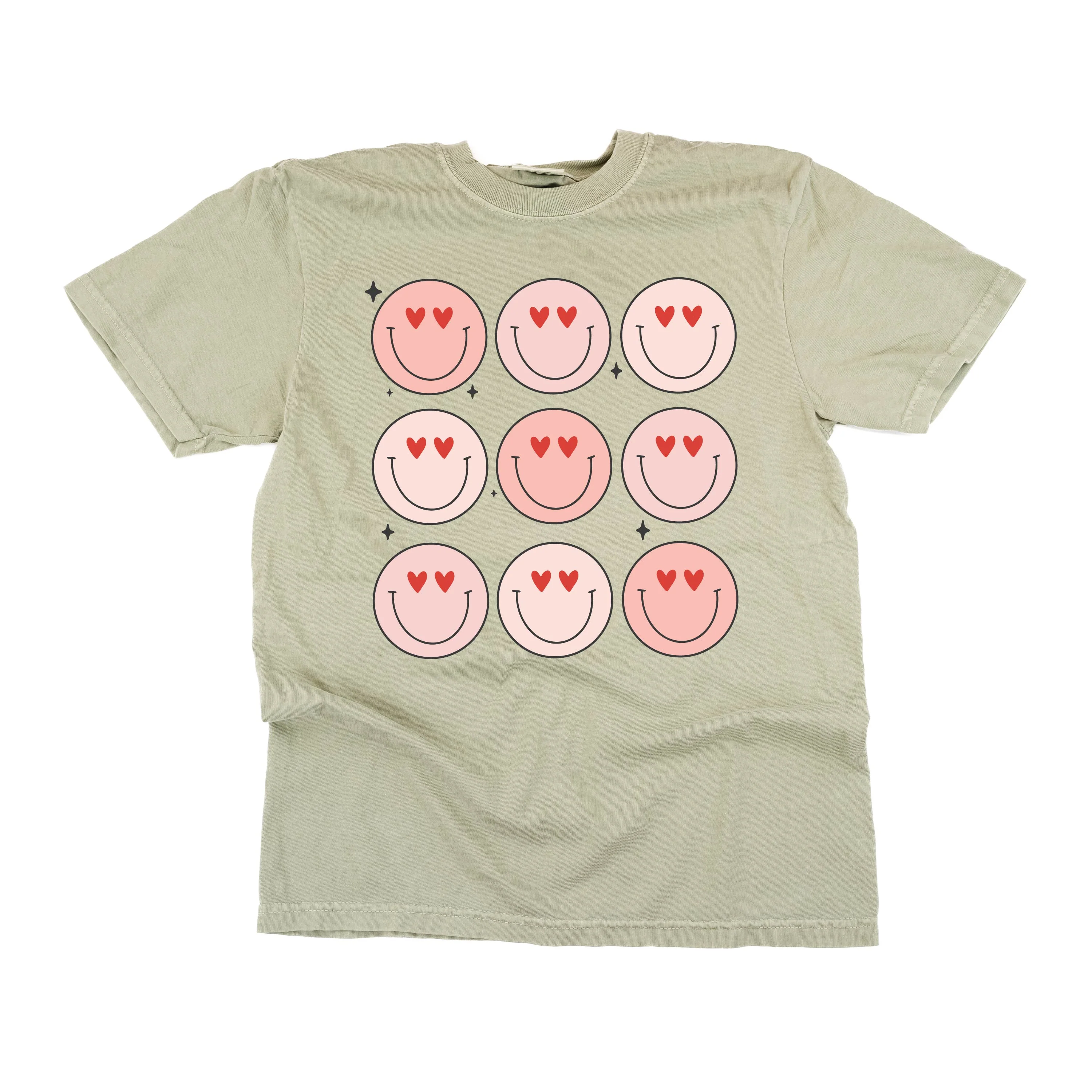 3x3 Heart Eye Smileys - Comfort Colors Tee - Image 3