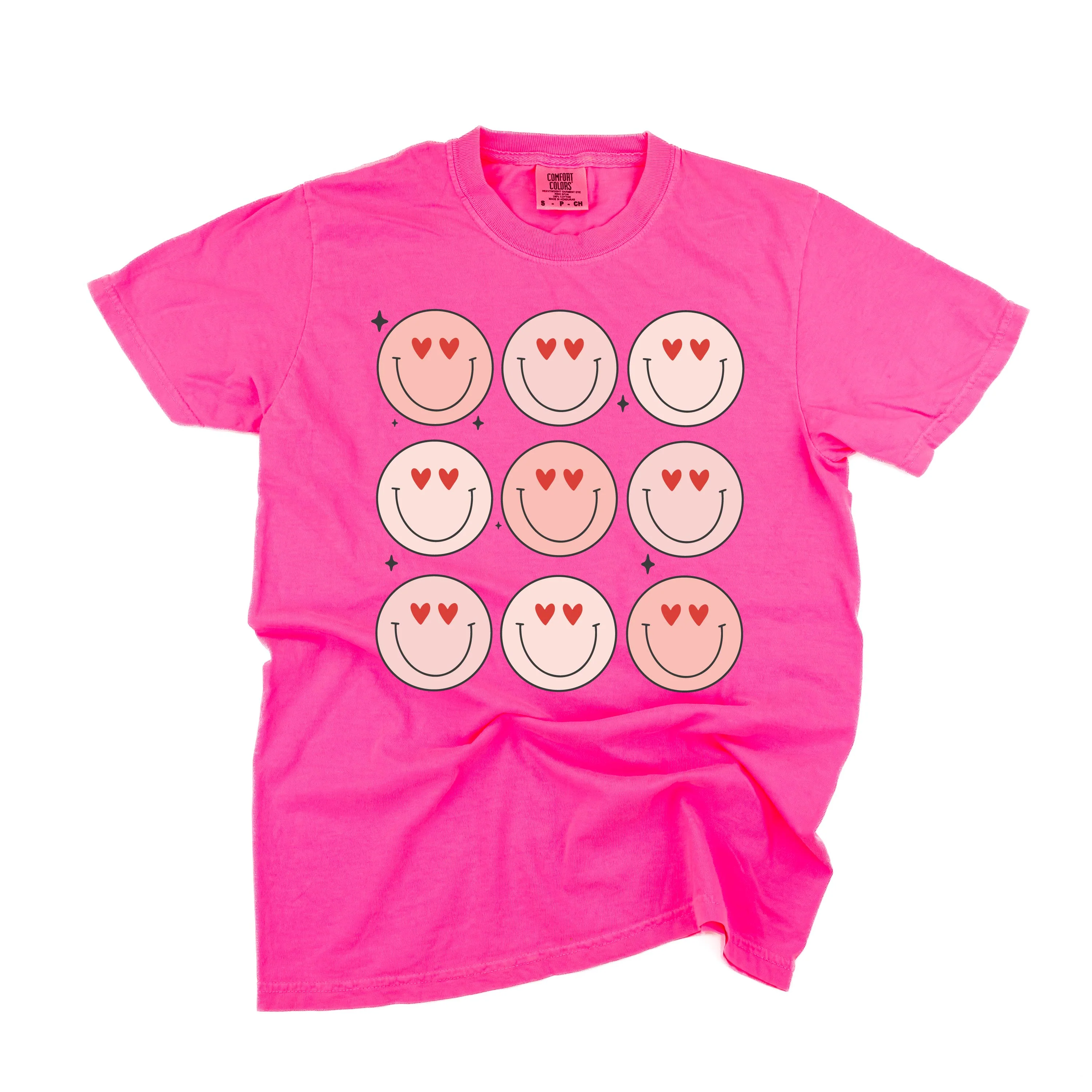 3x3 Heart Eye Smileys - Comfort Colors Tee - Image 5