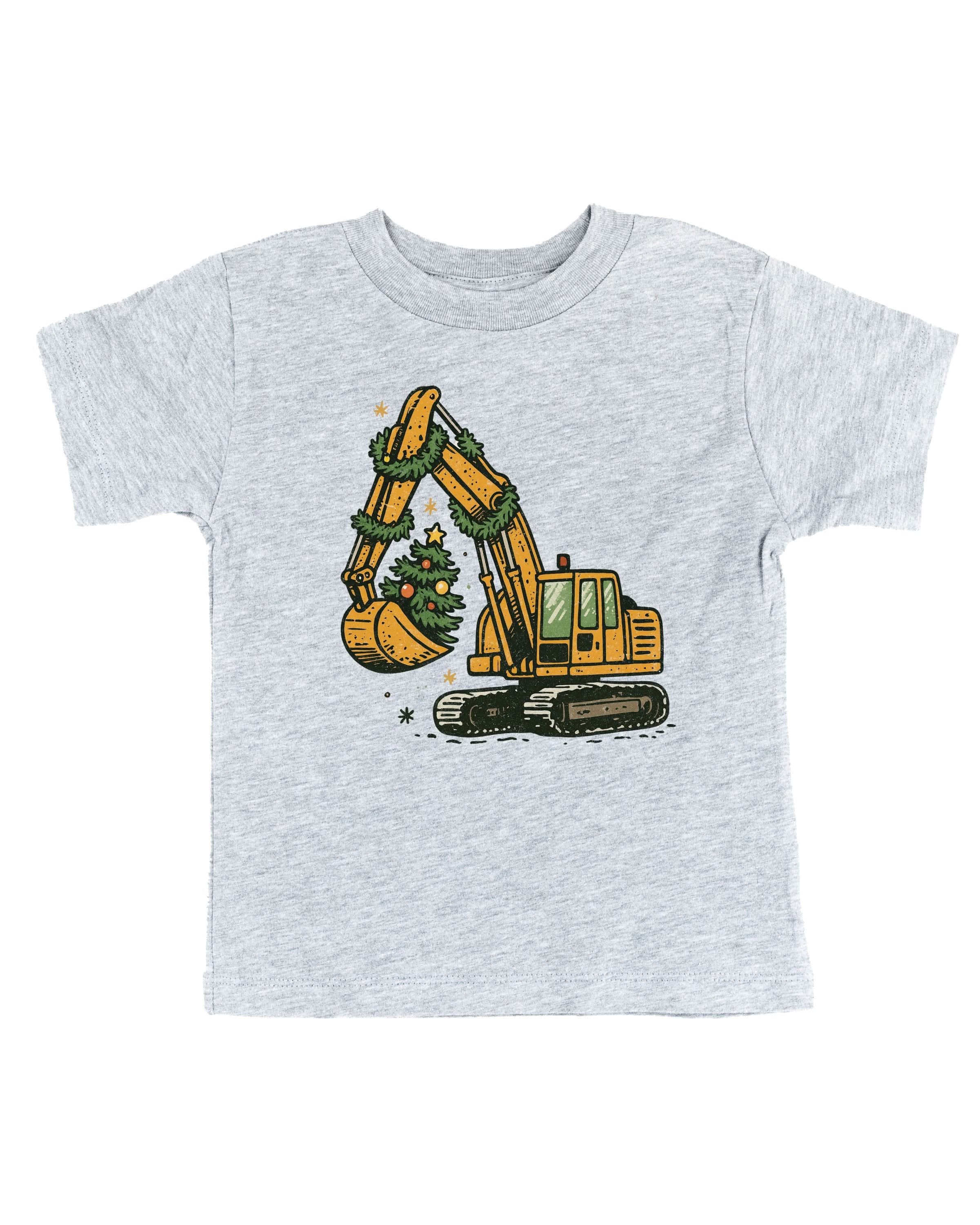 Christmas Excavator Child Tee – Holiday Construction T-Shirt | Little Mama Shirt Shop - Image 3