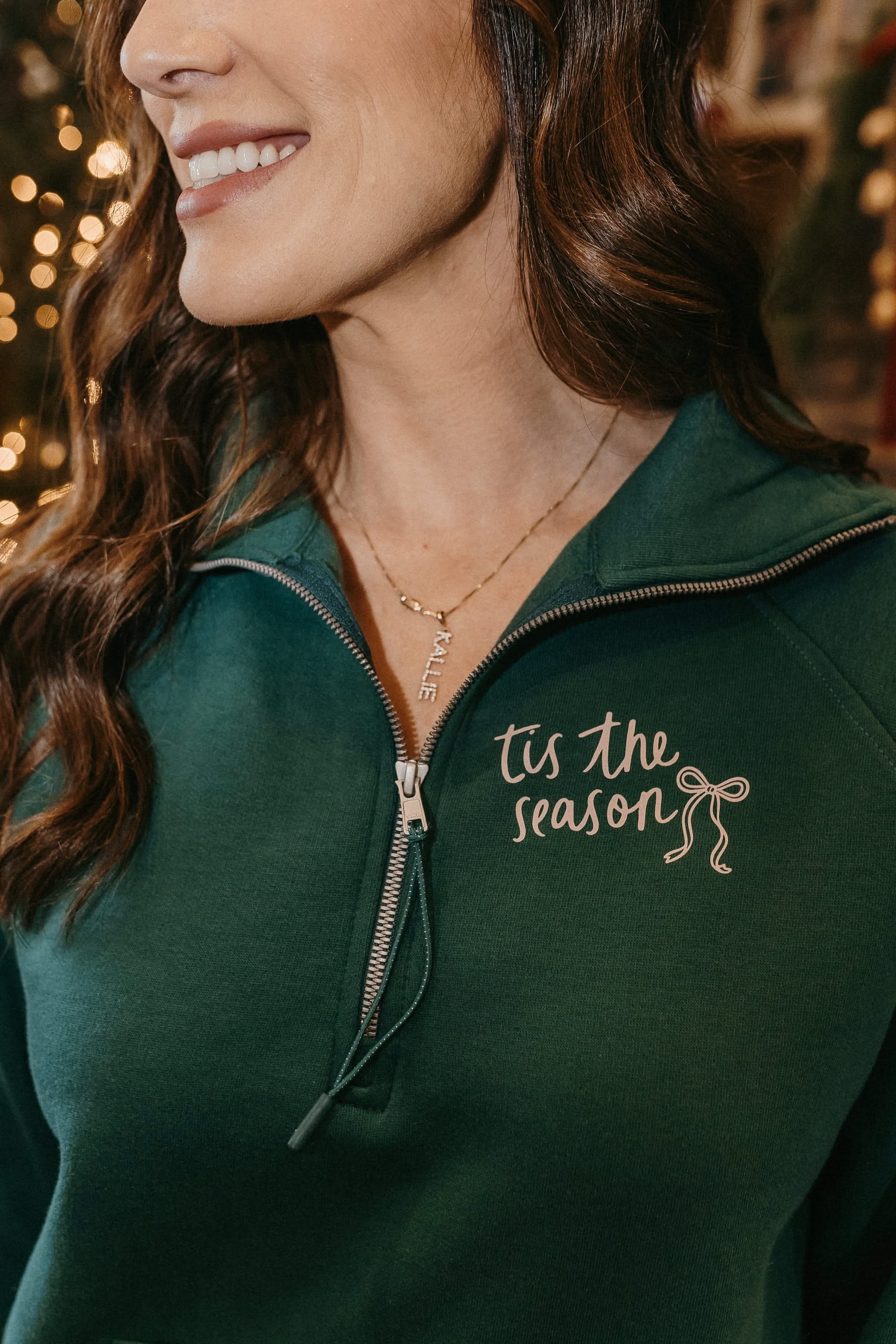 Christmas Adult Quarter Zip – Alpine Green Tis the Season | Little Mama Shirt Shop - Image 3
