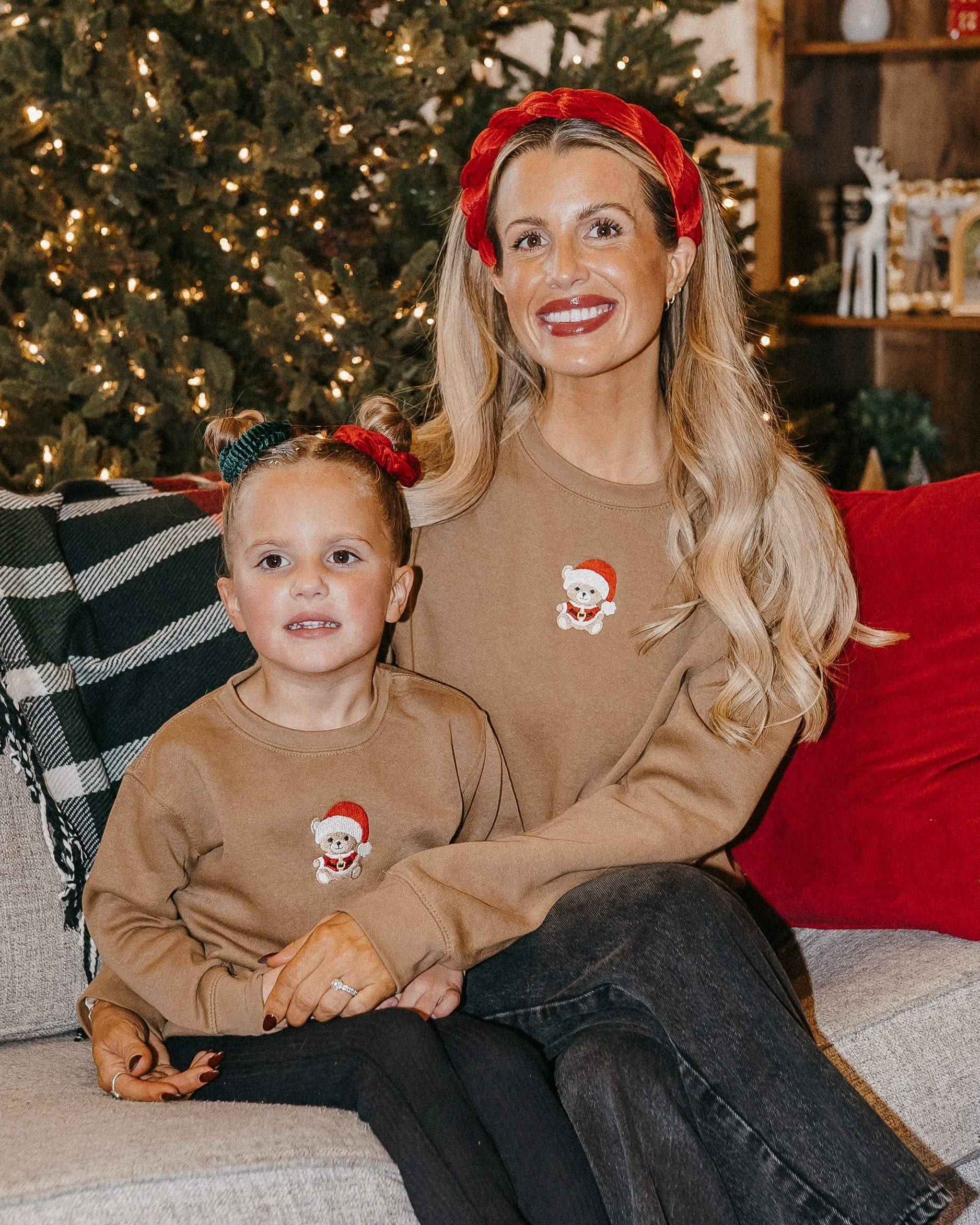 Classic Christmas Teddy Coyote Brown Elevated Fleece – Embroidered Holiday Pullover | Little Mama Shirt Shop - Image 3