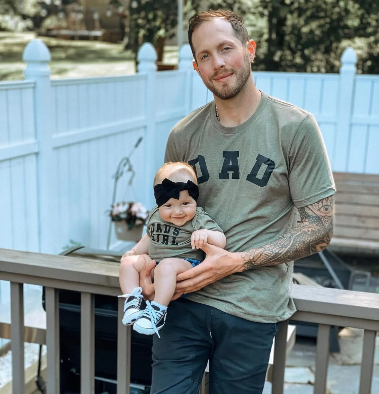 Dad - Arched Varsity / Dad's Girl - Set of 2 Tees - Image 3