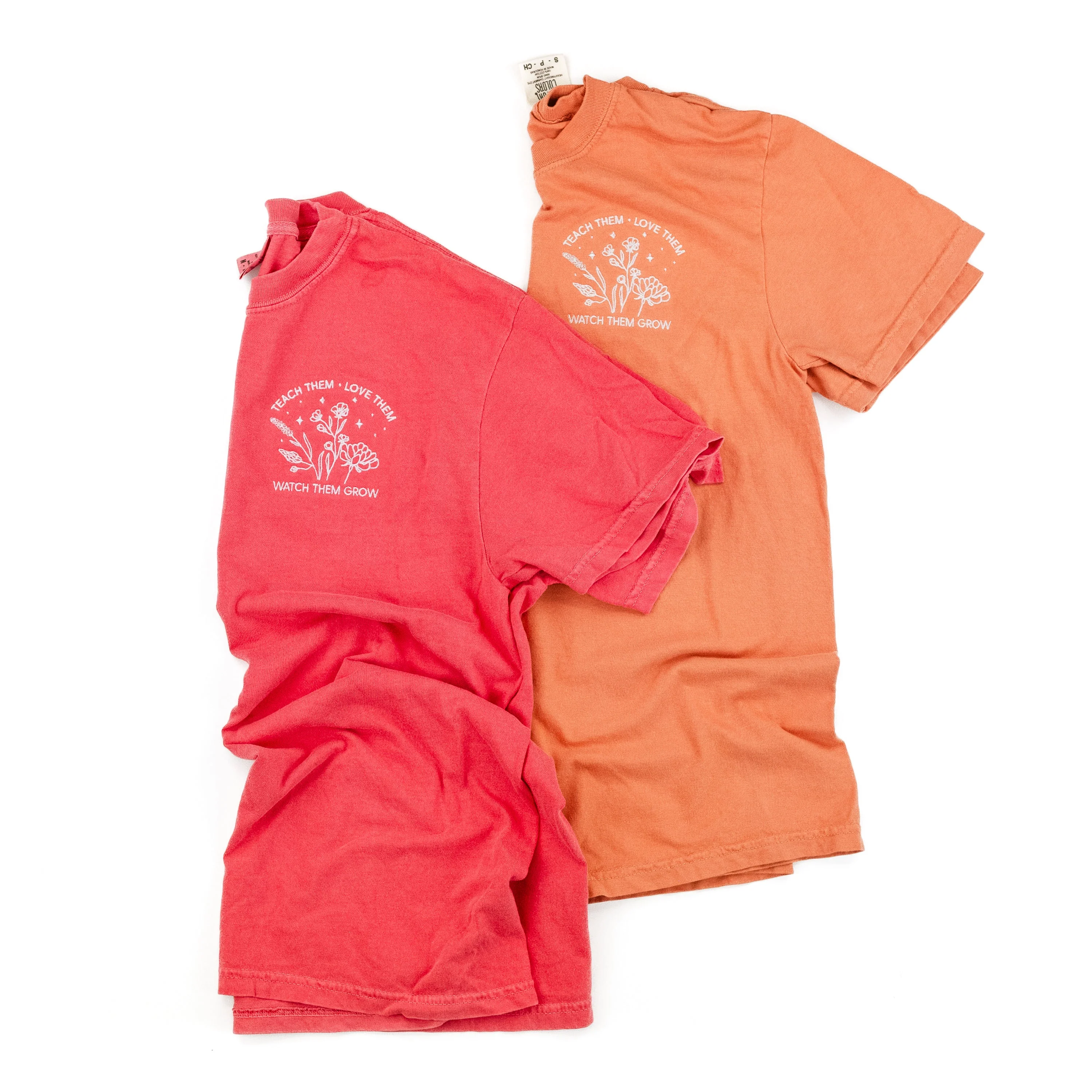 Embroidered Comfort Colors Tee - Teach Them Love Them Watch Them Grow (pocket) - (White Thread) - Image 6