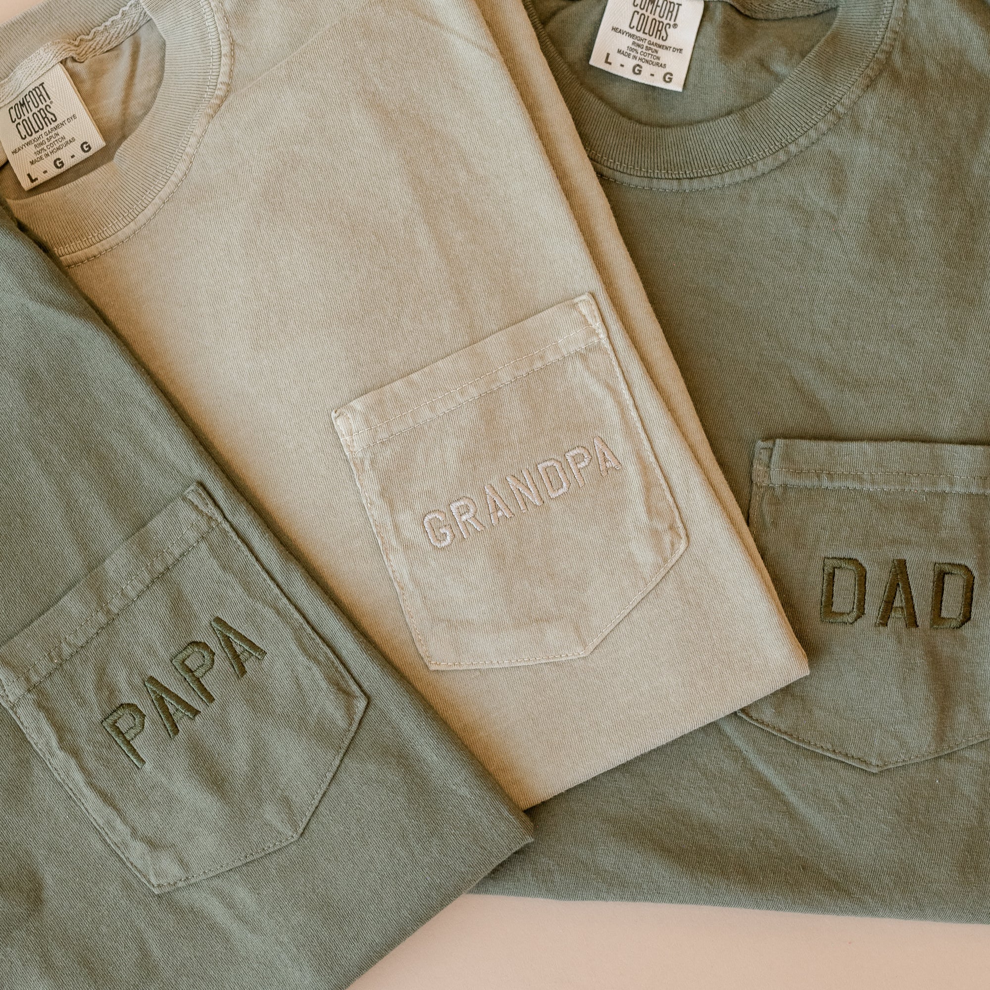 Embroidered Pocket Comfort Colors Tee - Tone on Tone - (Choose Your Dad/Grandpa Name) - Image 3