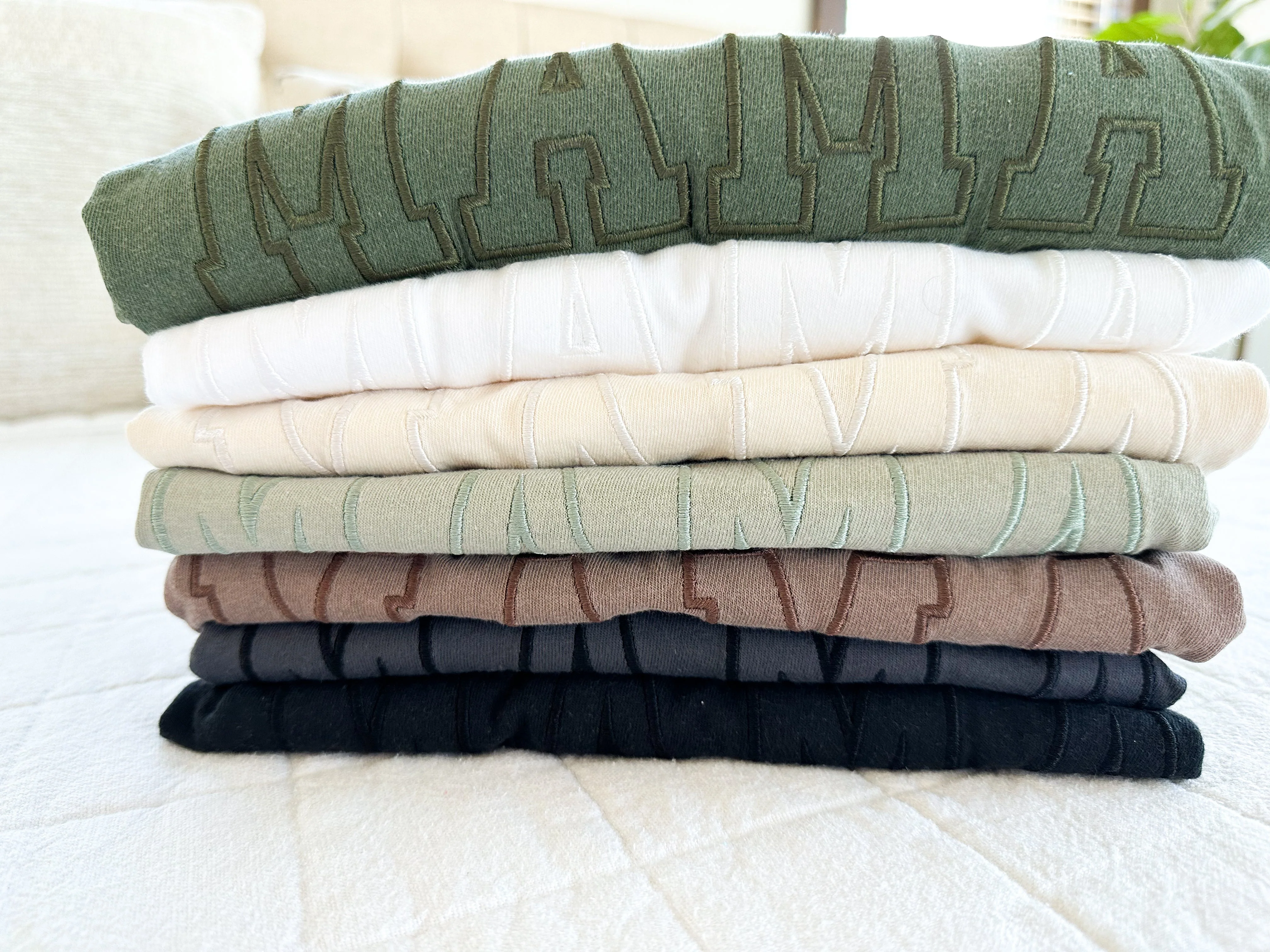 Embroidered Comfort Colors Tee - Outline Name - (Choose Your Outline Name) - Tone on Tone Thread - Image 11