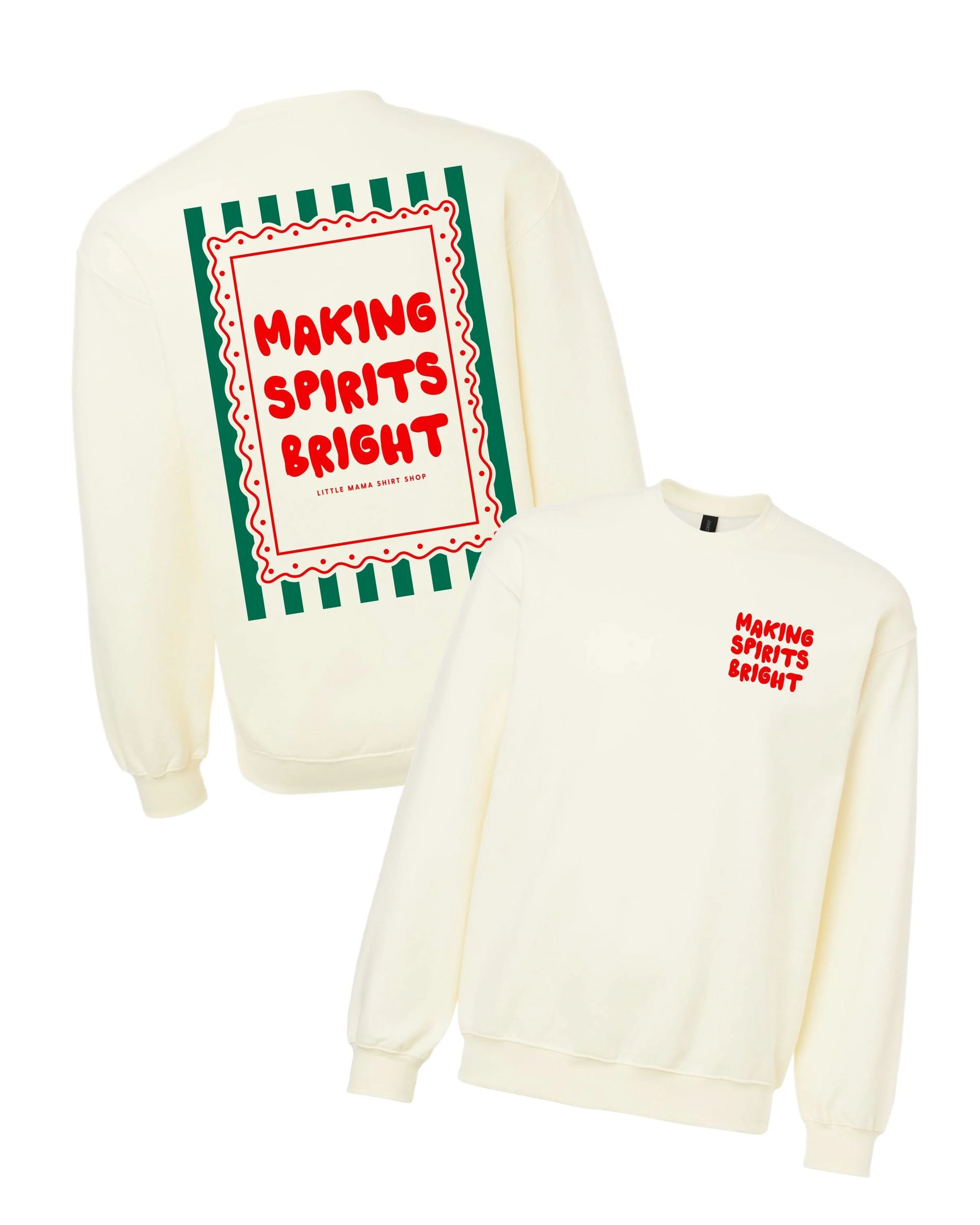 Making Spirits Bright Coordinating Sweaters – Set of 2 Off-White & Natural Heather | Signature Little Mama Shirt Shop Design | Little Mama Shirt Shop - Image 3