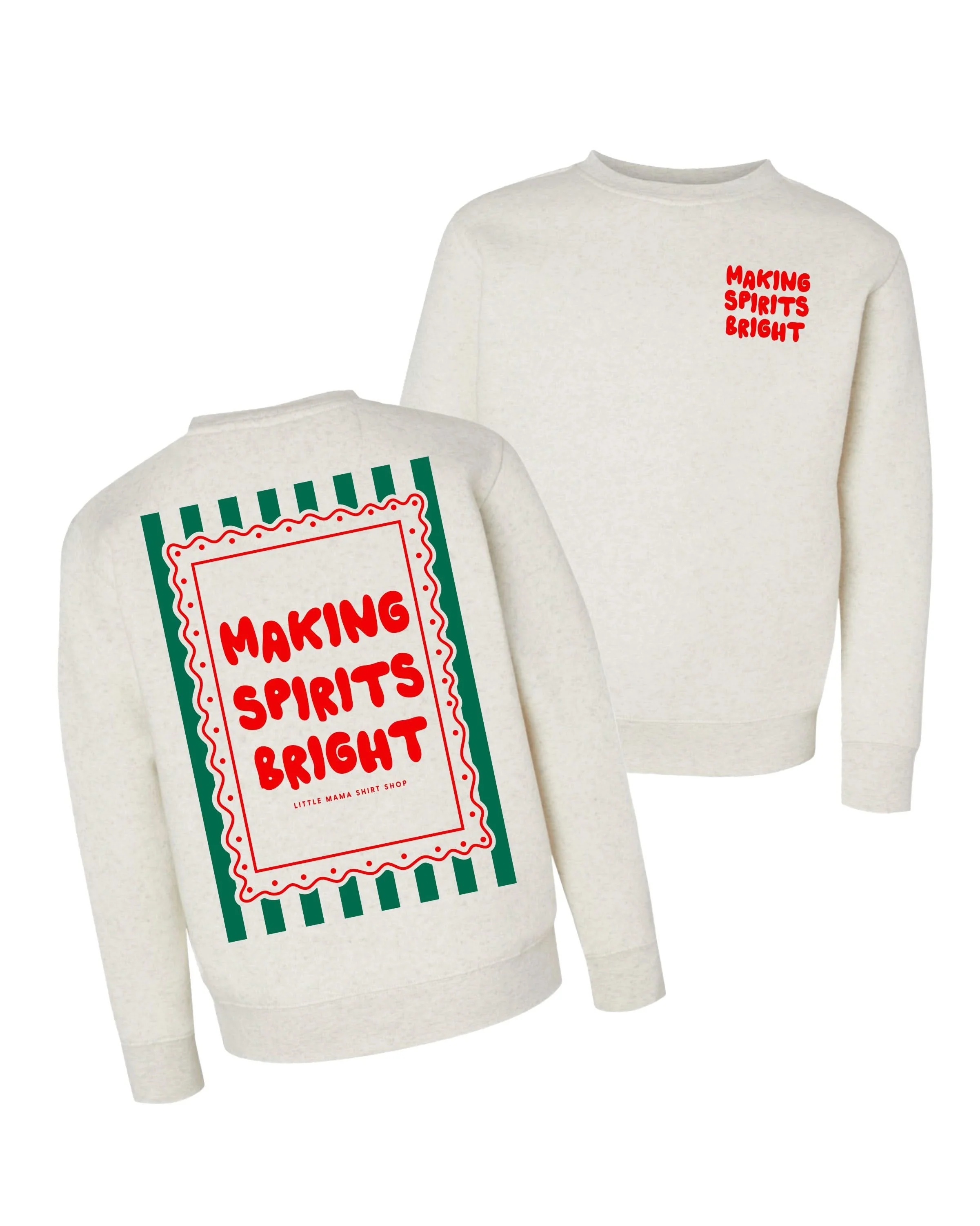 Making Spirits Bright Coordinating Sweaters – Set of 2 Off-White & Natural Heather | Signature Little Mama Shirt Shop Design | Little Mama Shirt Shop - Image 4