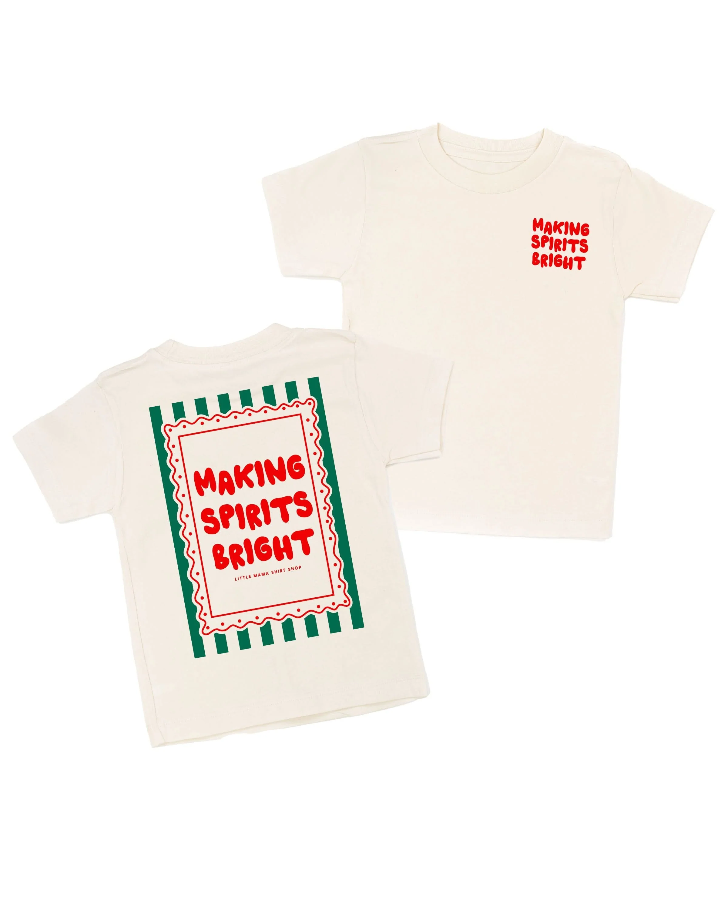 Making Spirits Bright Coordinating Tees – Set of 2 Ivory & Natural | Signature Little Mama Shirt Shop Design | Little Mama Shirt Shop - Image 4