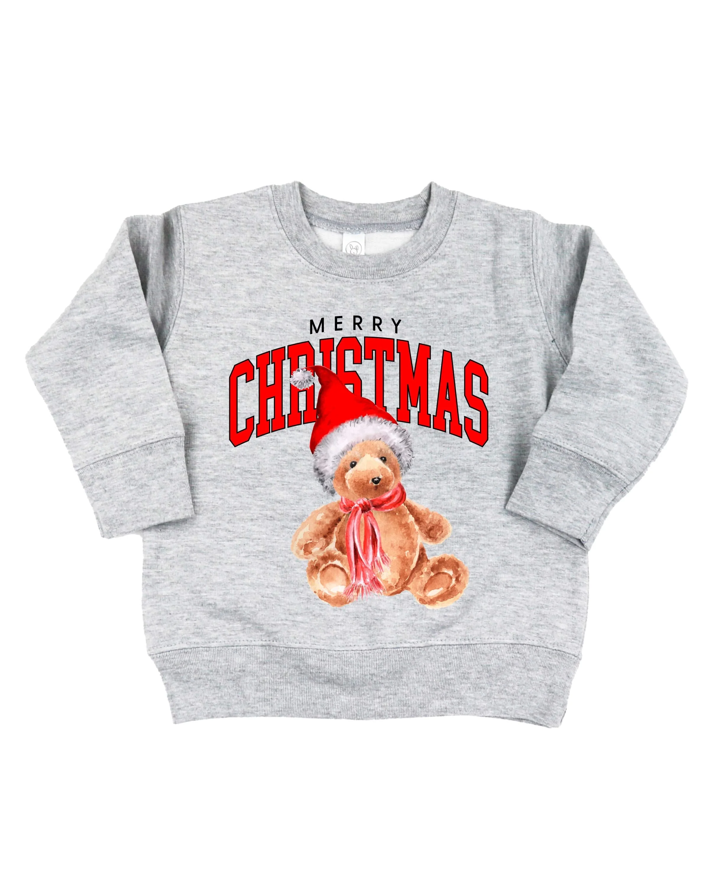 Merry Christmas Teddy Set of 2 Gray Coordinating Sweaters – Matching Holiday Pullovers | Little Mama Shirt Shop - Image 4