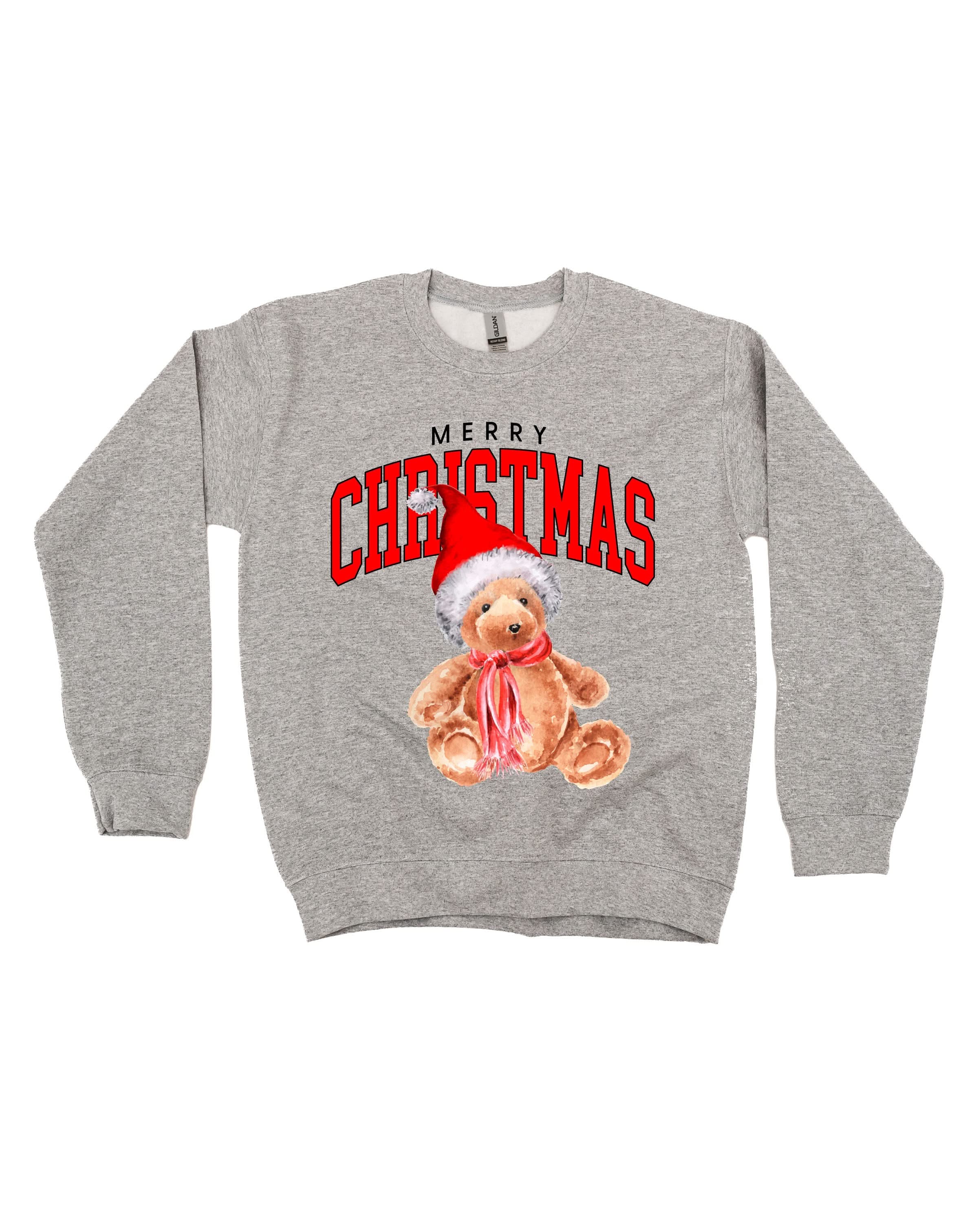Merry Christmas Teddy Set of 2 Gray Coordinating Sweaters – Matching Holiday Pullovers | Little Mama Shirt Shop - Image 5