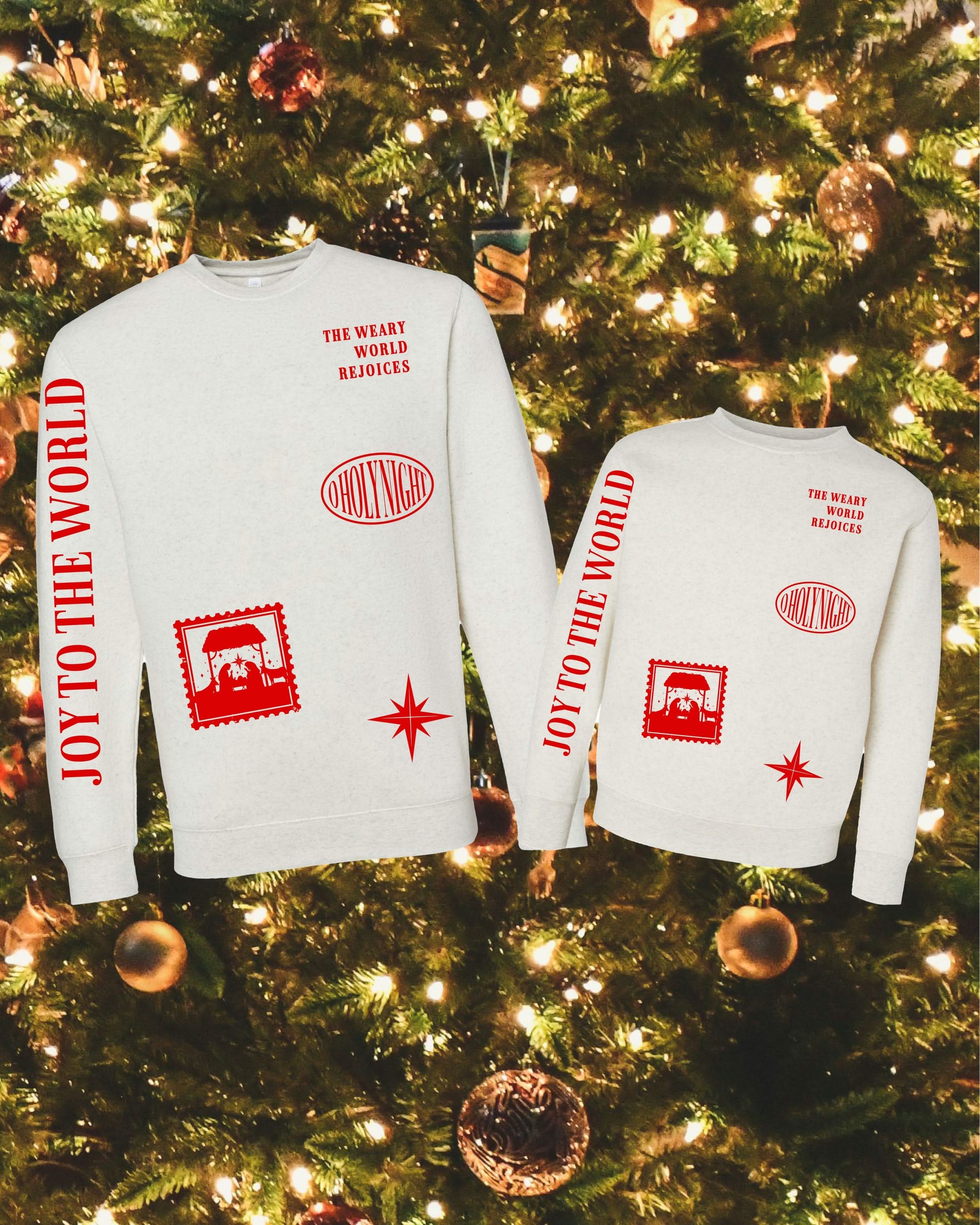 The Jesus Fleece - Set of 2 Natural Heather Elevated Fleece Sweaters – Matching Holiday Pullovers | Little Mama Shirt Shop - Image 3